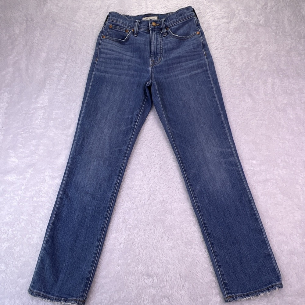 Madewell Jeans Womens 24 Blue The Perfect Vintage Crop High Rise Raw Hem Stretch